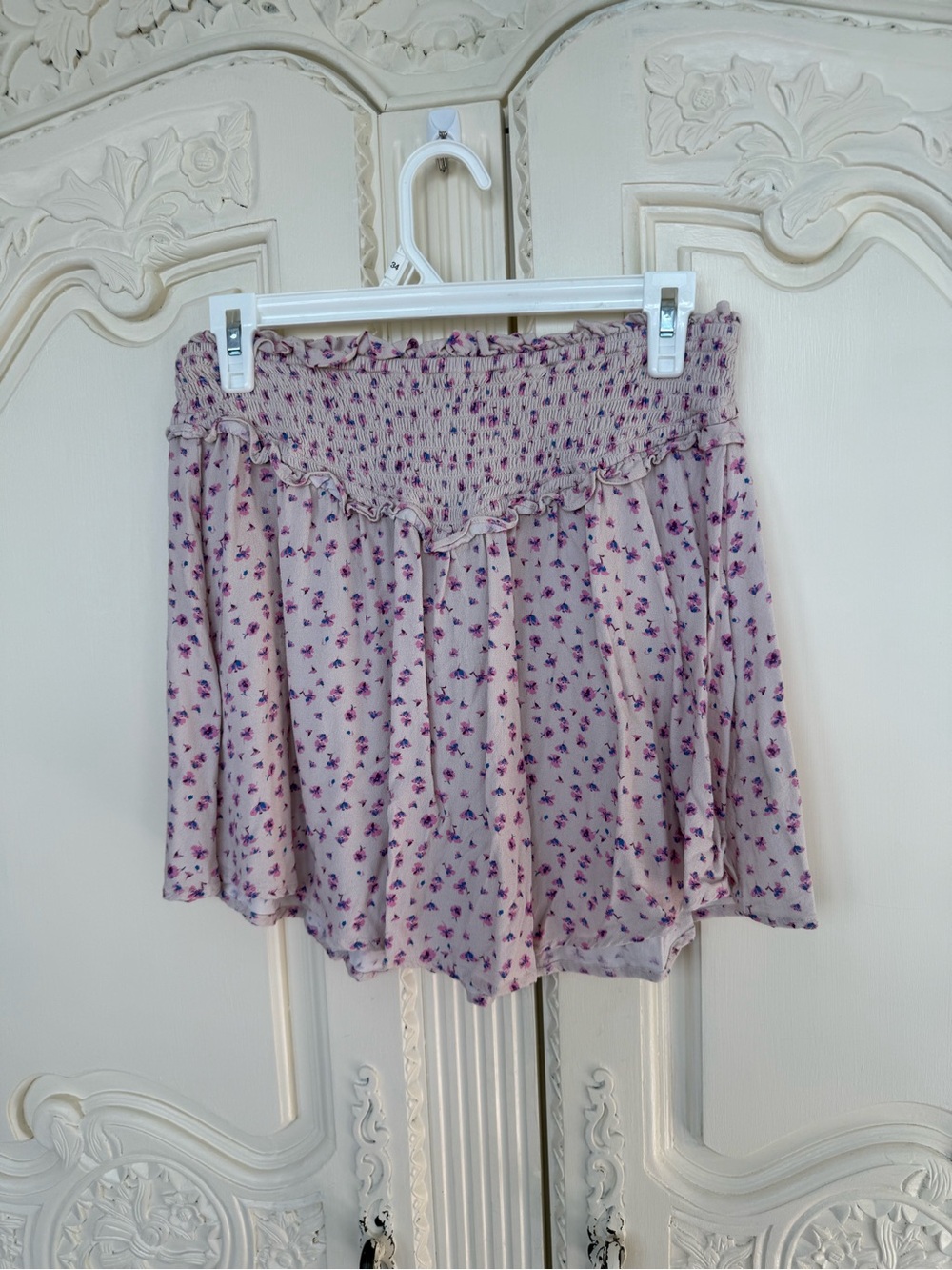 Spell Dolly smocked Floral Mini Skirt in Light Lavender